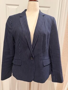 Talbots Navy Pinstripe Single-Button Women's Blazer 14